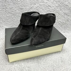 Liz Claiborne Cindy Shoes Womens 6.5 Suede Leather Heels Black Slip On Corpcore